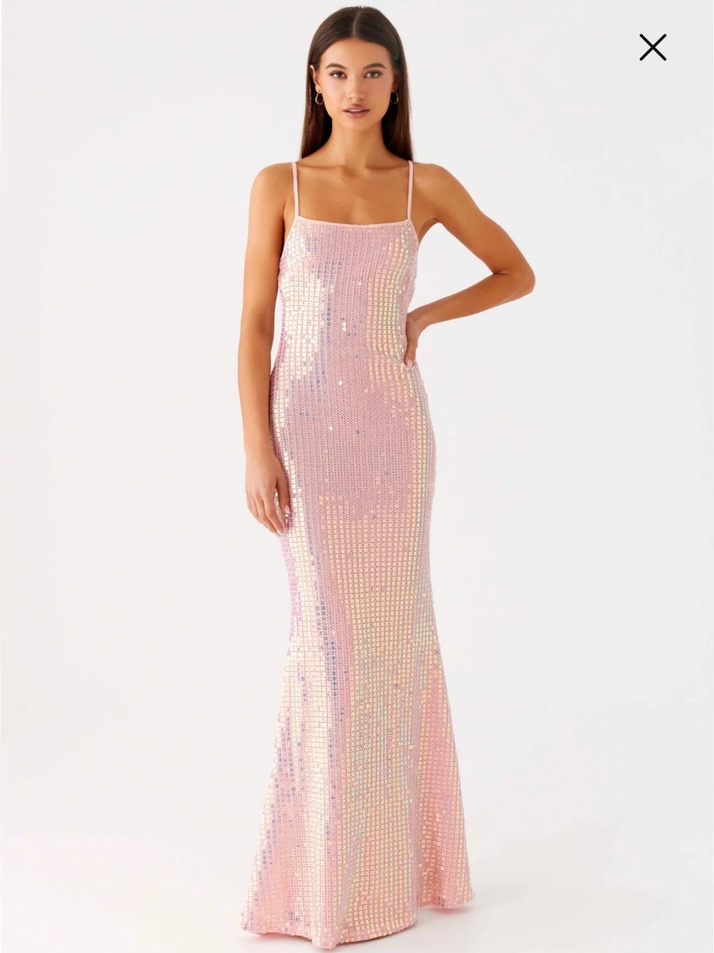 NWT Peppermayo Attitude Knit Sequin Maxi Dress in Iridescent Pink 2